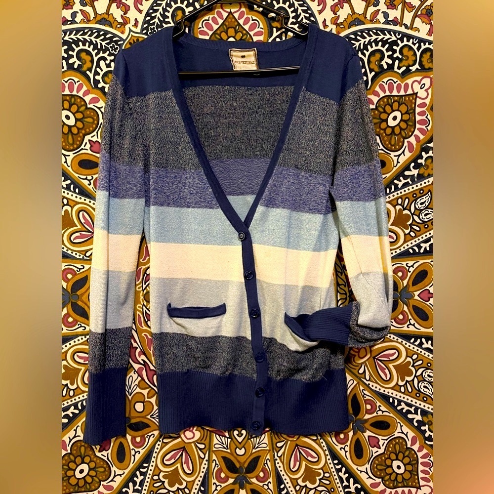 Blue Lightweight Striped Cardigan
